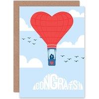 Artery8 Congratulations Hot Air Balloon Greetings Card in Blue