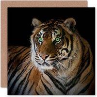 Artery8 Big Cat Lover Fierce Tiger with Green Eyes Animal Photo Card
