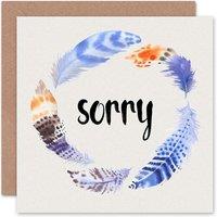 Wee Blue Coo Sorry Watercolour Feathers Birthday Card