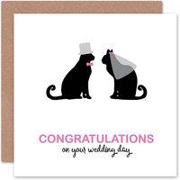 Wee Blue Coo Congratulations Groom Bride Veil Cat Lover Wedding Card