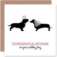 Artery8 Congratulations Groom & Bride Veil Dog Lover Wedding Card