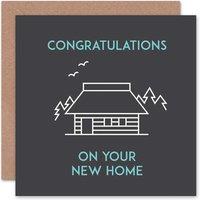 Wee Blue Coo House Outline Congratulations New Home Card
