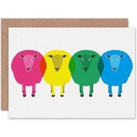 Artery8 Colourful Sheep Bright Birthday Thankyou Greeting Art Card