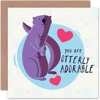 Wee Blue Coo Otterly Adorable Pun Otter Anniversary Valentines Card