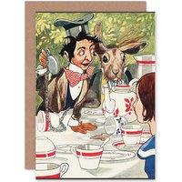 Artery8 Painting Book Alice Wonderland Carroll Mad Hatter Greetings Card