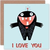 Artery8 Valentine Love Monster Fun Partner Anniversary Valentines Card