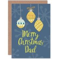 Wee Blue Coo Baubles Snowflakes For Dad Christmas Card