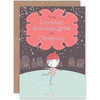 Artery8 Merry Xmas Loveliest Granddaughter Christmas Greetings Card in Pink