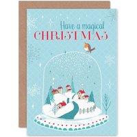 Artery8 Magical Snow Globe Greetings Card in Blue