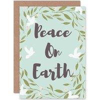 Artery8 Peace On Earth Christmas Greetings Card in Blue