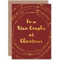 Artery8 Star Couple At Christmas Greetings Card in Red