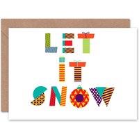Wee Blue Coo Patchwork Let It Snow Christmas Card
