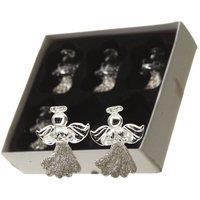 Garden Greatness Set Of 6 Hanging Glitter Glass Angels in Clear | Size: 1 Pack