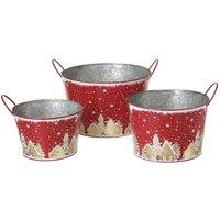 Garden Greatness Set Of 3 Gingerbread Festive Buckets in Red | Size: 1 Pack