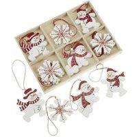 Garden Greatness Wooden Snowflake Snowman Hanging Decoration | Size: 1 Pack