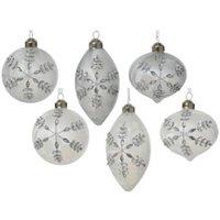 Garden Greatness Set Of 6 Frosted Glass Gem Baubles in Silver | Size: 1 Pack