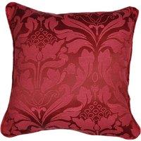 Dreams & Drapes 'Eastbourne' Damask Woven Jacquard Filled Cushion in Burgundy | Size: 43 cm x 43 cm