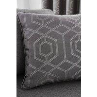 Curtina 'Camberwell' Filled Cushion With Geometric Jacquard Design in Dark Grey | Size: 43 cm x 43 cm