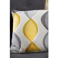 Fusion 'Lennox' Vertical Ogee Print Filled Cushion 100% Cotton in Mustard | Size: 43 cm x 43 cm