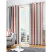 Fusion 'Whitworth Stripe' Fully Lined 100% Cotton Eyelet Curtains in Rose | Size: 168 cm width x 229 cm drop