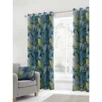 Fusion 'Tropical' Exotic Palm Leaf Print 100% Cotton Eyelet Curtains | Size: 229 cm width x 183 cm drop