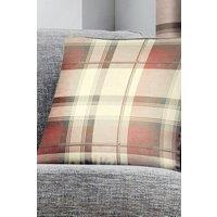 Fusion 'Balmoral Tartan' Warm Woven Check 100% Cotton Filled Cushion in Rose | Size: 43 cm x 43 cm