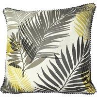 Fusion 'Tropical' Exotic Palm Leaf Print Filled Cushion 100% Cotton in Mustard | Size: 43 cm x 43 cm