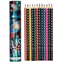 Floss & Rock 12 Coloured Pencils Tube - Space Rocket