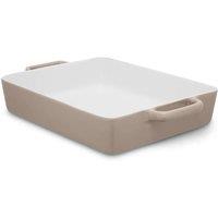 Tower Nattura 38cm Rectangular Baking Dish, Made from Strong Stoneware, Smooth Glaze Interior, Easy Grip Handles, Dishwasher Safe, Cashmere