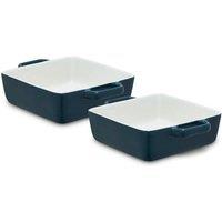 Tower Nattura Set of Two 20.5cm Square Baking Dishes, Made from Strong Stoneware, Smooth Glaze Interior, Easy Grip Handles, Dishwasher Safe, Agave