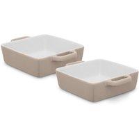 Tower Nattura Set of Two 20.5cm Square Baking Dishes, Made from Strong Stoneware, Smooth Glaze Interior, Easy Grip Handles, Dishwasher Safe, Cashmere