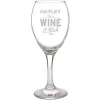 Personalised Memento Company Wine O'Clock Wine Glass in Clear