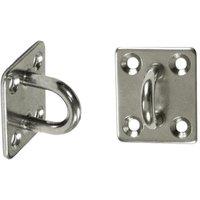 Primrose Rectangular Silver Stainless Steel Pad Eye Shade Sail Addon 3.5 x 3cm in Metallic Silver | Size: 3.5 x 3 cm