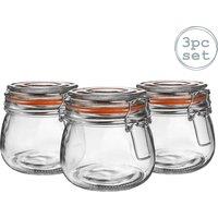 Argon Tableware Glass Storage Jars - 500ml/17.6oz - Set of 3 in Clear