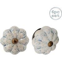 Nicola Spring Floral Ceramic Cabinet Knobs - Pack of 6 in Grey | Size: 1000mm x 500mm