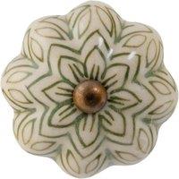 Nicola Spring Floral Ceramic Cabinet Knob in Olive | Size: 1000mm x 500mm