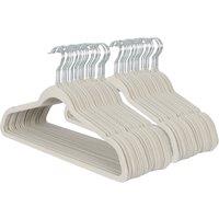 Harbour Housewares 50x Velvet Hangers - Non-Slip Coat Clothes Hangers with Trouser Bar in Grey