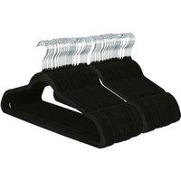 Harbour Housewares 50x Velvet Hangers - Non-Slip Coat Clothes Hangers with Trouser Bar in Black