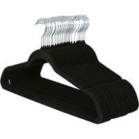Harbour Housewares 25x Velvet Hangers - Non-Slip Coat Clothes Hangers with Trouser Bar in Black