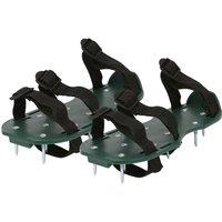 Harbour Housewares Lawn Aerator Shoes with Hook & Loop Straps - Manual Gardening Tool in Green
