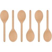 Argon Tableware Wooden Cooking Spoons - 20cm - Pack of 6 in Brown