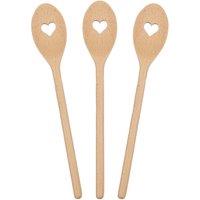 Argon Tableware Wooden Heart Cooking Spoons - 30cm - Pack of 3 in Brown