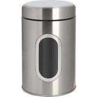 Harbour Housewares 1x Food Storage Container with Window Stainless Steel Tea Coffee Sugar Canister in Metallic Silver | Size: 1 Pack