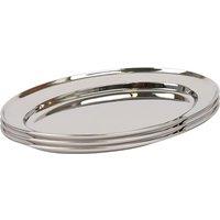 Argon Tableware Oval Stainless Steel Serving Platters - 25cm x 17cm - Pack of 3 in Silver | Size: 25 cm x 17 cm