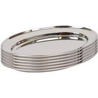 Argon Tableware Oval Stainless Steel Serving Platters - 25cm x 67cm - Pack of 6 in Silver | Size: 25 cm x 67 cm