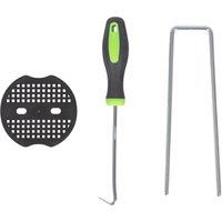 Harbour Housewares 80pc Weed Membrane Fixing Set with Removal Tool - 15cm in Silver