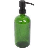 Harbour Housewares 500ml Glass Soap Dispenser - Refillable Hand Wash Bottle with Pump in Green