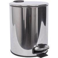 Harbour Housewares Round Bathroom Pedal Bin - 5L Stainless Steel Slim Rubbish Dustbin in Silver