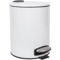 Harbour Housewares Round Bathroom Pedal Bin - 5L Stainless Steel Slim Rubbish Dustbin in White