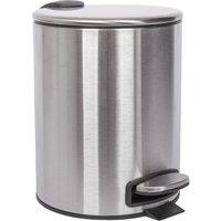 Harbour Housewares Round Bathroom Pedal Bin - 5L Stainless Steel Slim Rubbish Dustbin in Metallic Silver